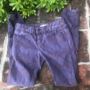 free people purple print skinny jeans sz 25